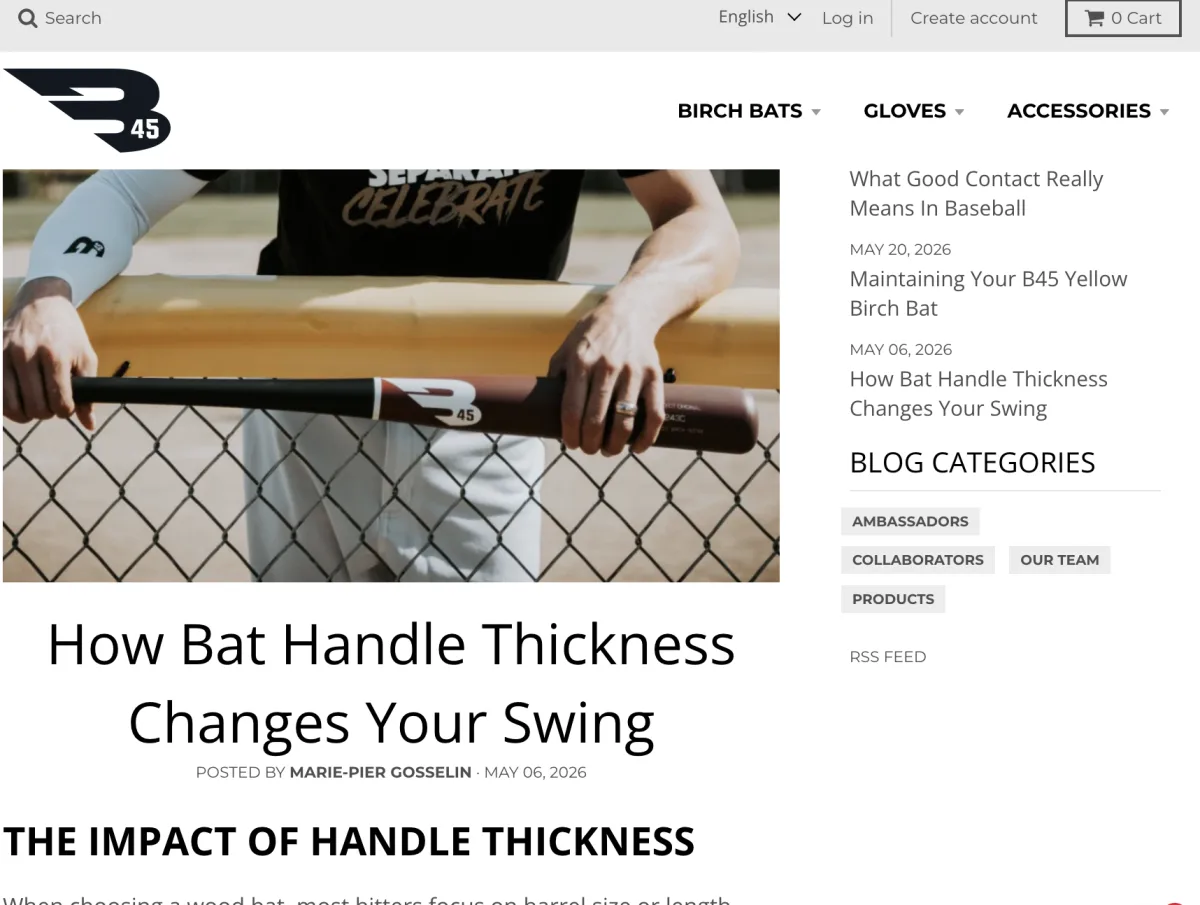 B45 blog article: how bat handle thickness changes your swing