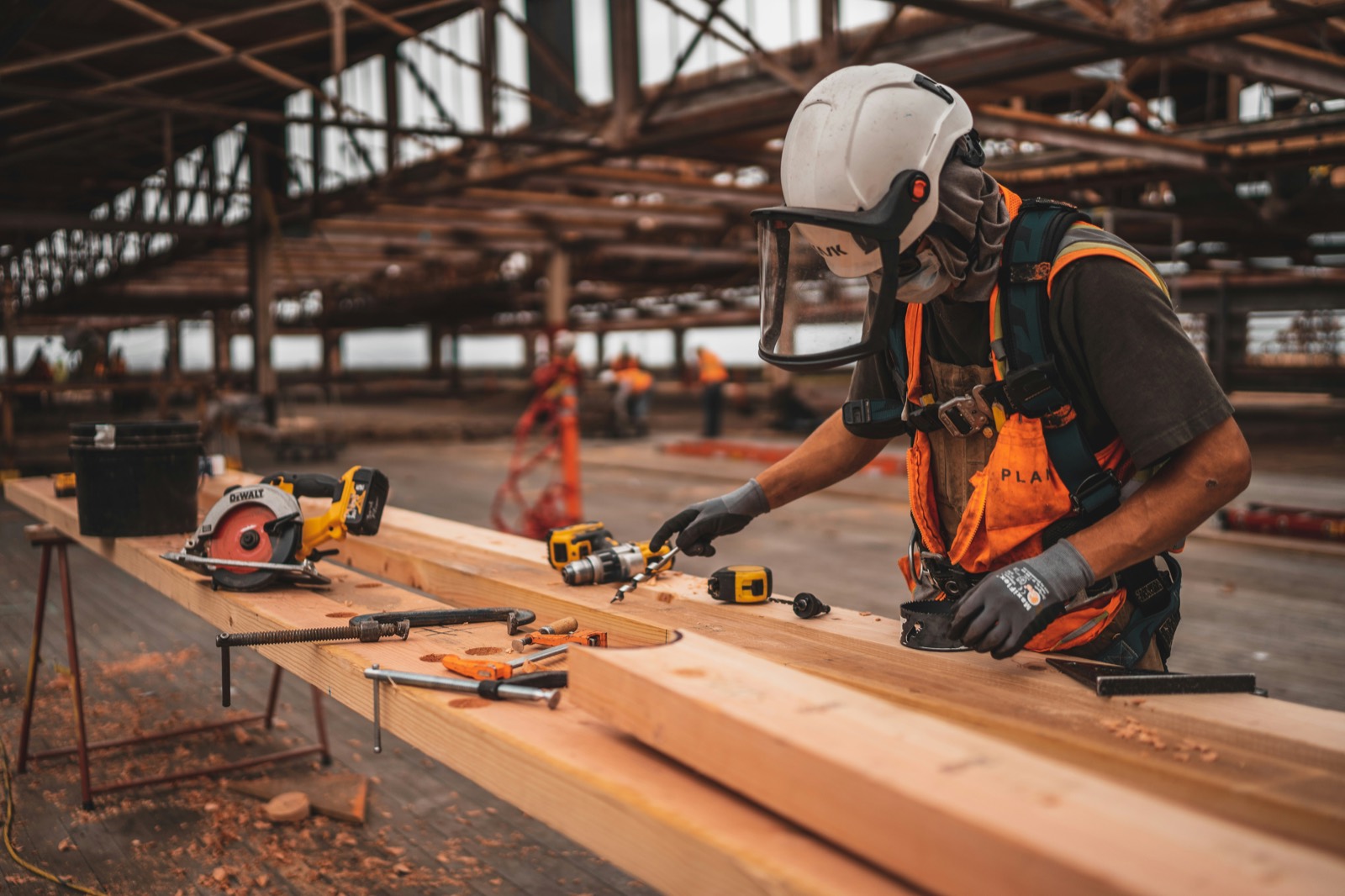 A construction worker building on site