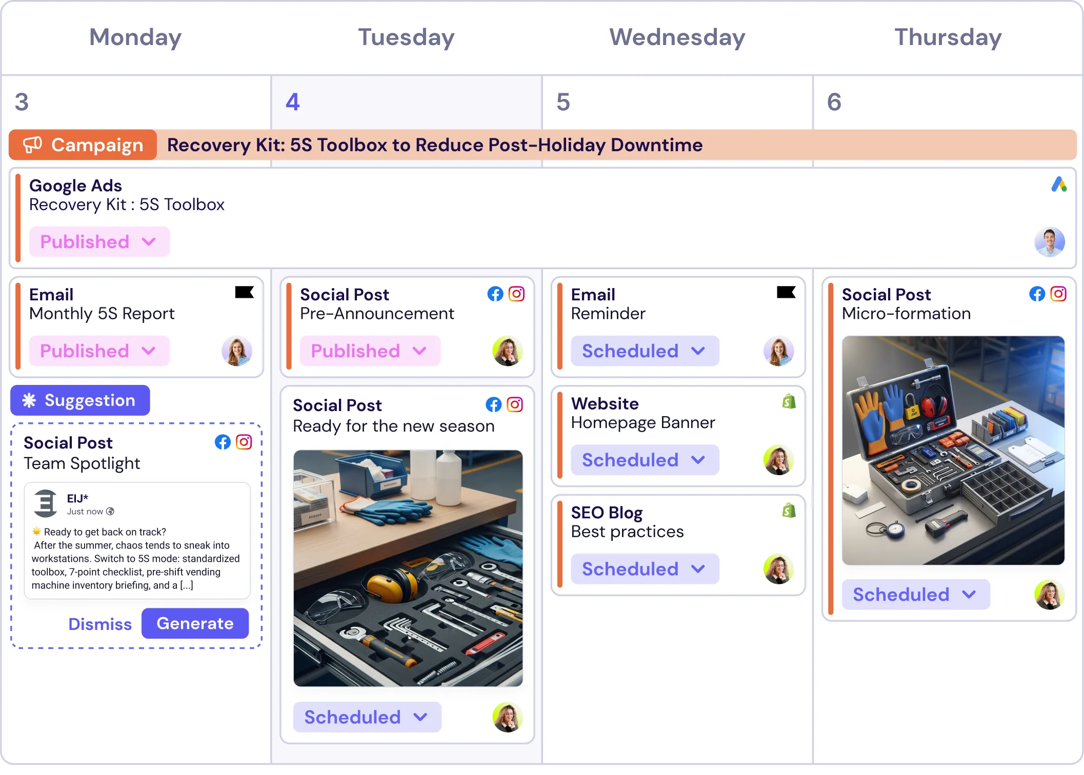 Glowtify marketing calendar preview